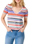 Nzt By Nic+zoe Painted Stripes Cotton & Modal T-shirt In Pink Multi