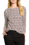 Nzt By Nic+zoe Printed Long Sleeve Cotton T-shirt In Neutral