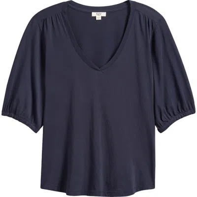 Nzt By Nic+zoe Puff Sleeve Cotton T-shirt In Blue