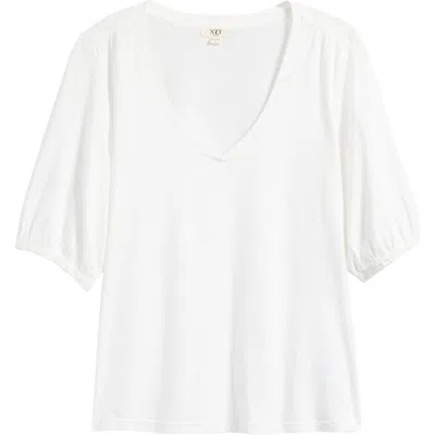 Nzt By Nic+zoe Puff Sleeve Cotton T-shirt In White