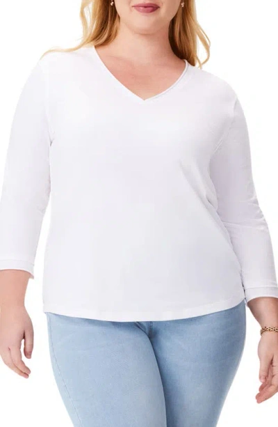 Nzt By Nic+zoe Rolled Detail Three Quarter Sleeve Top In Paper White