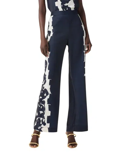 Nzt By Nic+zoe Rose Bloom Wide Leg Pants In Indigo Multi In Blue
