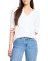 Nzt By Nic+zoe Ruched Elbow Sleeve Split V-neck T-shirt In Paper White