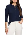 Nzt By Nic+zoe Seersucker Henley Long Sleeve Top In Dark Indigo