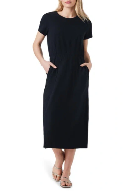 Nzt By Nic+zoe Short Sleeve Cotton Midi Dress In Black Onyx