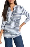 Nzt By Nic+zoe Sketched Stripe Cozy Long Sleeve Henley In Indigo Multi
