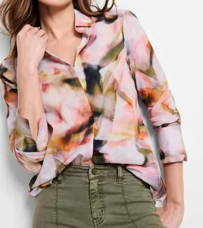 Nzt By Nic+zoe Smoky Petals Shirt In Pink Multi