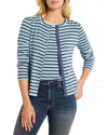 Nzt By Nic+zoe Snap Front Striped Cardigan In Aqua Multi