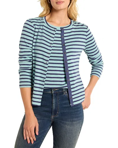 Nzt By Nic+zoe Snap Front Striped Cardigan In Aqua Multi