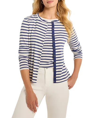 Nzt By Nic+zoe Snap Front Striped Cardigan In Blue Multi