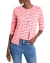 Nzt By Nic+zoe Snap Front Striped Cardigan In Pink Multi