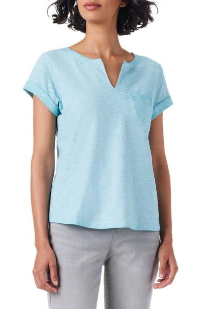 Nzt By Nic+zoe Split Neck Pocket T-shirt In River