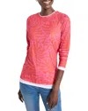 Nzt By Nic+zoe Abstract Leaf Print Double Layer Long Sleeve T-shirt In Red Multi