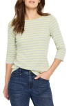Nzt By Nic+zoe Stripe Boat Neck T-shirt In Green Multi