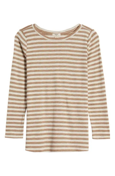 Nzt By Nic+zoe Stripe Boat Neck T-shirt In Neutral Multi