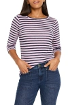 Nzt By Nic+zoe Stripe Boat Neck T-shirt In Purple Multi