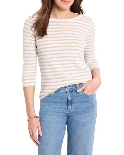 Nzt By Nic+zoe Stripe Boat Neck Tee In Neutral