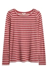 Nzt By Nic+zoe Stripe Cotton Blend T-shirt In Red