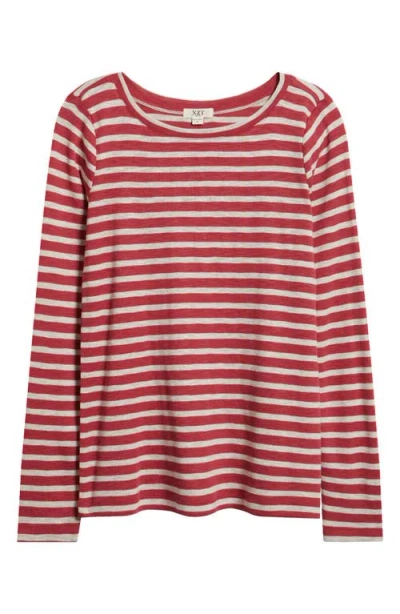 Nzt By Nic+zoe Stripe Cotton Blend T-shirt In Red