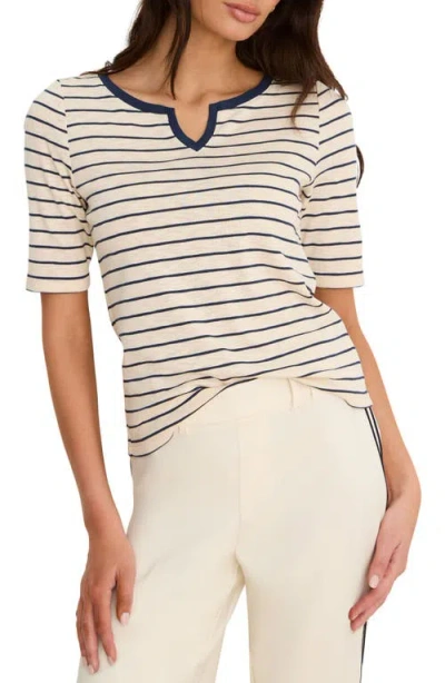 Nzt By Nic+zoe Stripe Cotton Top In Neutral