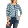 Nzt By Nic+zoe Snap Front Striped Cardigan In Aqua Multi