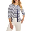 Nzt By Nic+zoe Snap Front Striped Cardigan In Blue Multi