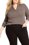 Nzt By Nic+zoe Stripe Long Sleeve Henley T-shirt In Multi
