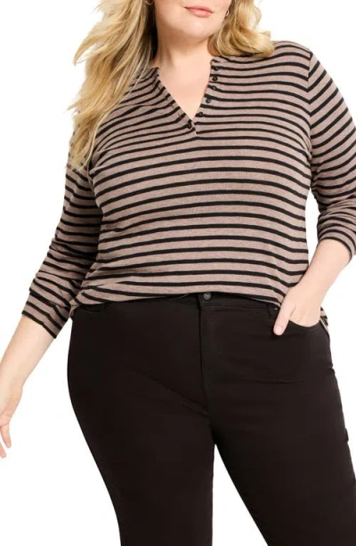 Nzt By Nic+zoe Stripe Long Sleeve Henley T-shirt In Multi