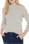 Nzt By Nic+zoe Stripe Long Sleeve Mock Neck T-shirt In Multi