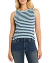 Nzt By Nic+zoe Striped Boat Neck Tank Top In Aqua Multi