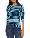 Nzt By Nic+zoe Stripe Boat Neck T-shirt In Blue Multi