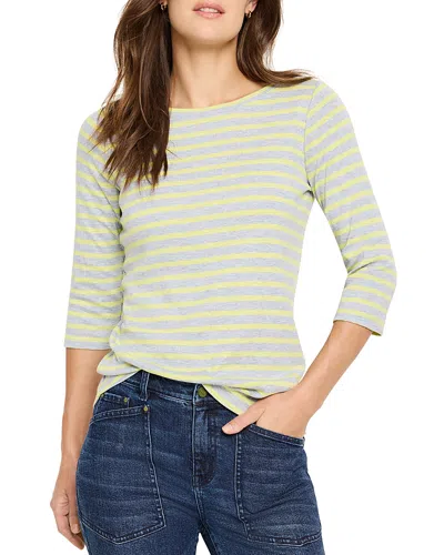 Nzt By Nic+zoe Stripe Boat Neck T-shirt In Green Multi