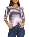 Nzt By Nic+zoe Stripe Boat Neck T-shirt In Purple Multi