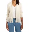Nzt By Nic+zoe Tape Fringe Cardigan In Canvas In Neutral