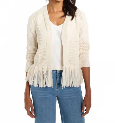 Nzt By Nic+zoe Tape Fringe Cardigan In Canvas