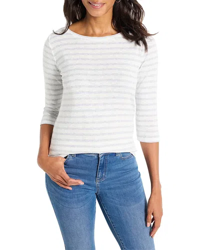 NZT BY NIC+ZOE NZT BY NIC+ZOE THREE QUARTER SLEEVE STRIPE BOAT NECK TEE