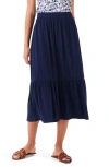 Nzt By Nic+zoe Tiered Cotton Blend A-line Midi Skirt In Purple