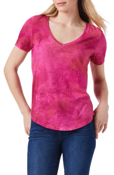 Nzt By Nic+zoe V-neck Cotton Blend T-shirt In Pink Multi