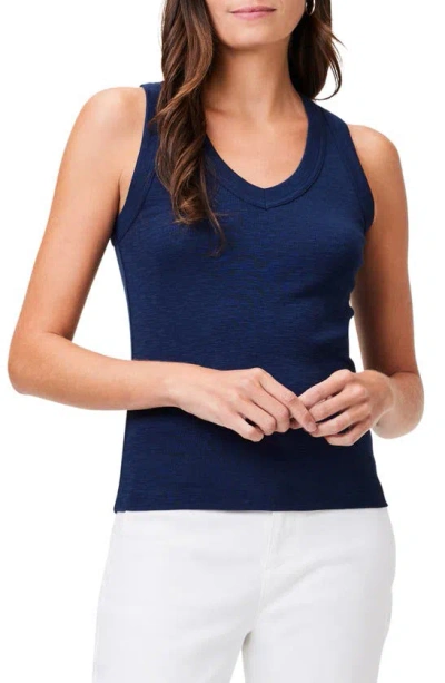 Nzt By Nic+zoe V-neck Cotton Blend Tank In Dark Indigo