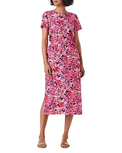 Nzt Nic+zoe Blurred Floral Cotton T-shirt Dress In Pink Multi