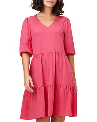 Nzt Nic+zoe Cotton Elbow-sleeve Dress In Bright Rose