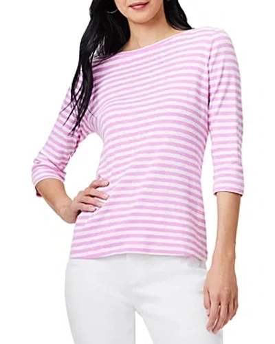 Nzt Nic+zoe Stripe Boat Neck Tee In Pink Multi