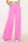 O2 Denim Jen Wide Leg Straight Jeans In Pink