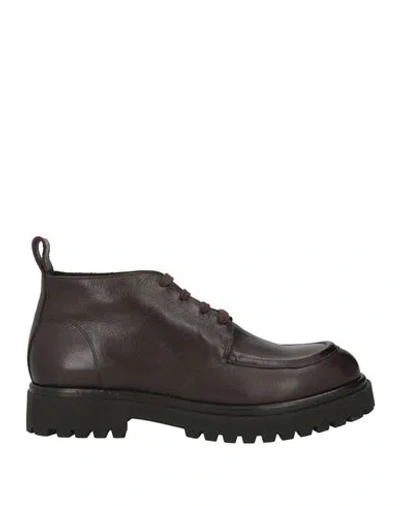 Oa Non-fashion Man Ankle Boots Dark Brown Size 9 Calfskin