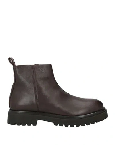 Oa Non-fashion Man Ankle Boots Dark Brown Size 9 Leather