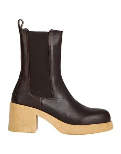 Oa Non-fashion Woman Ankle Boots Dark Brown Size 11 Calfskin