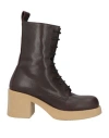 Oa Non-fashion Woman Ankle Boots Dark Brown Size 7 Calfskin In Brown
