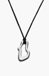 Oak & Luna Dome Wavy Pendant With Black Cord In Black