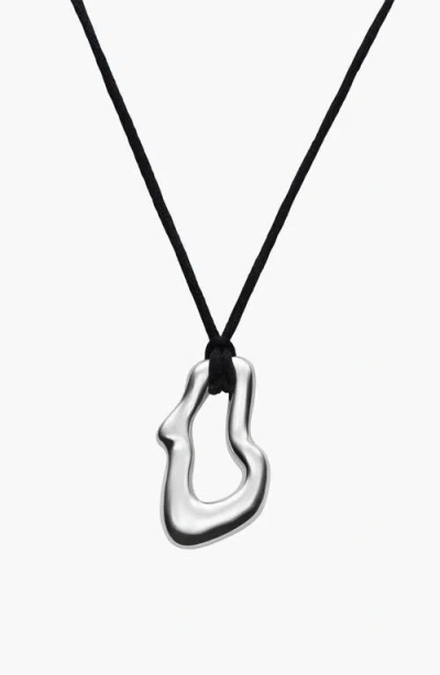 Oak & Luna Dome Wavy Pendant With Black Cord