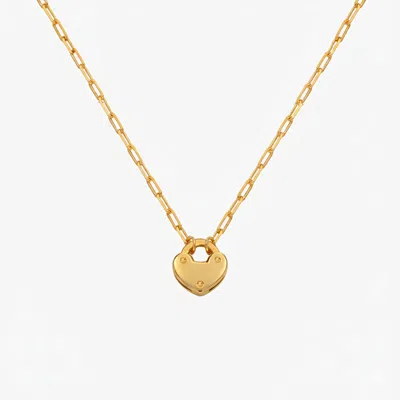 Oak & Luna Heart Charm Lock Necklace In Gold